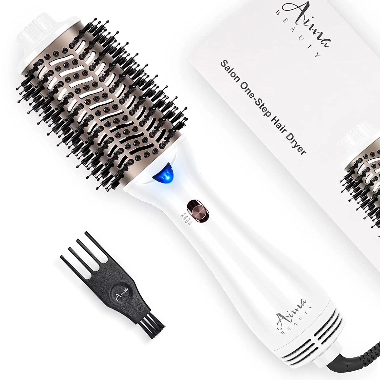 One-Step Hair Dryer & Volumizer Hot Air Brush, White Hair Dryer Brush