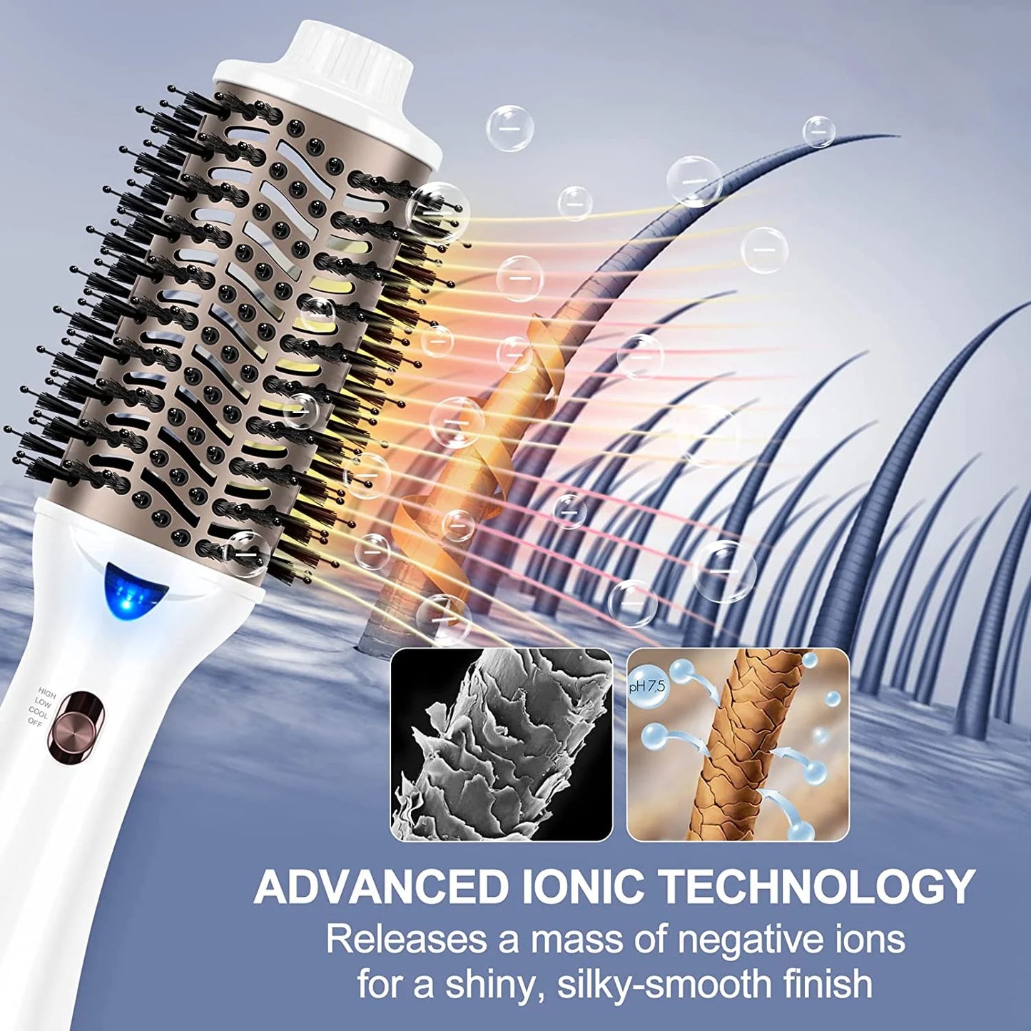 One-Step Hair Dryer & Volumizer Hot Air Brush, White Hair Dryer Brush