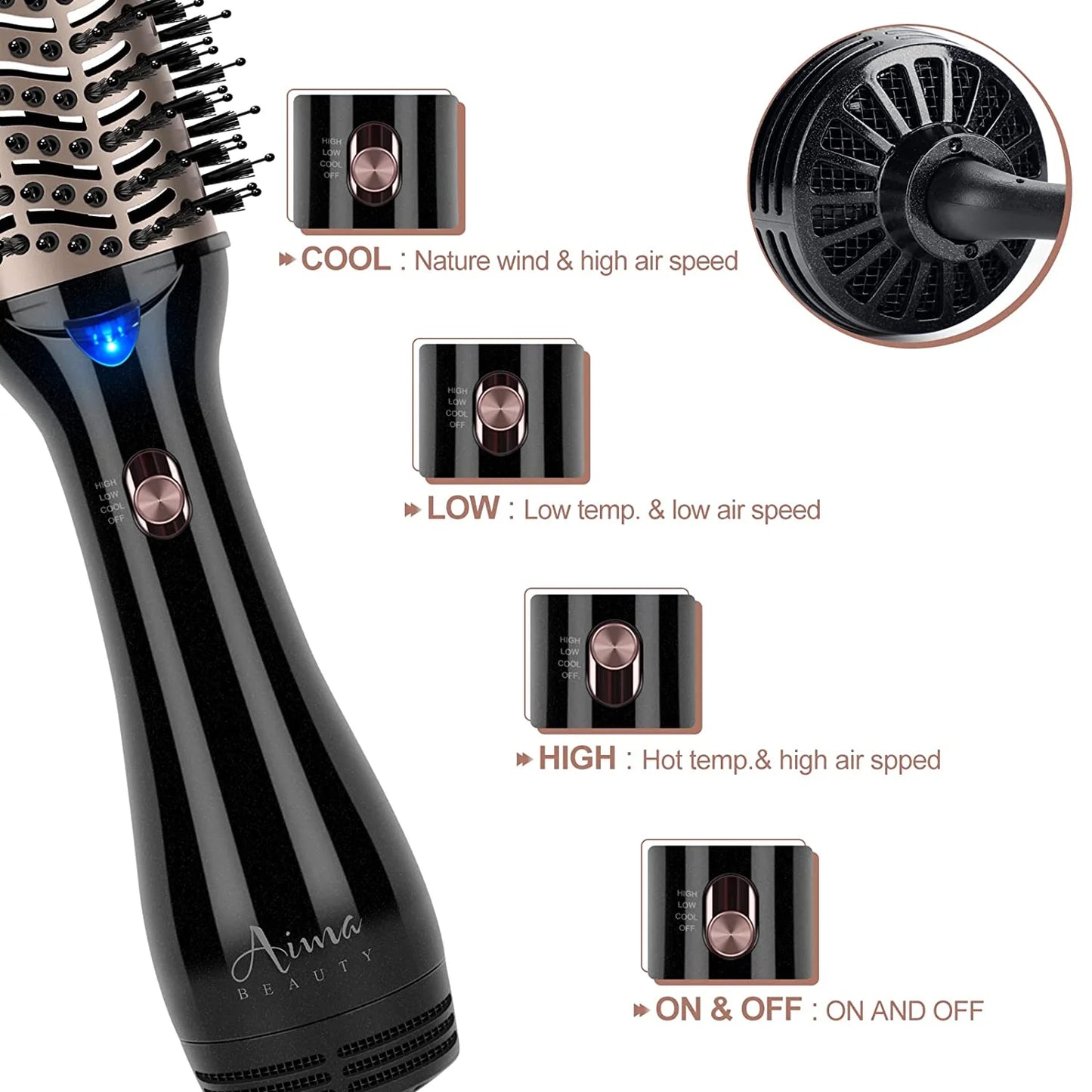 Hair Dryer Brush &  One-Step Volumizer Hot Air Brush, Oval Blow Dryer Brush, Black