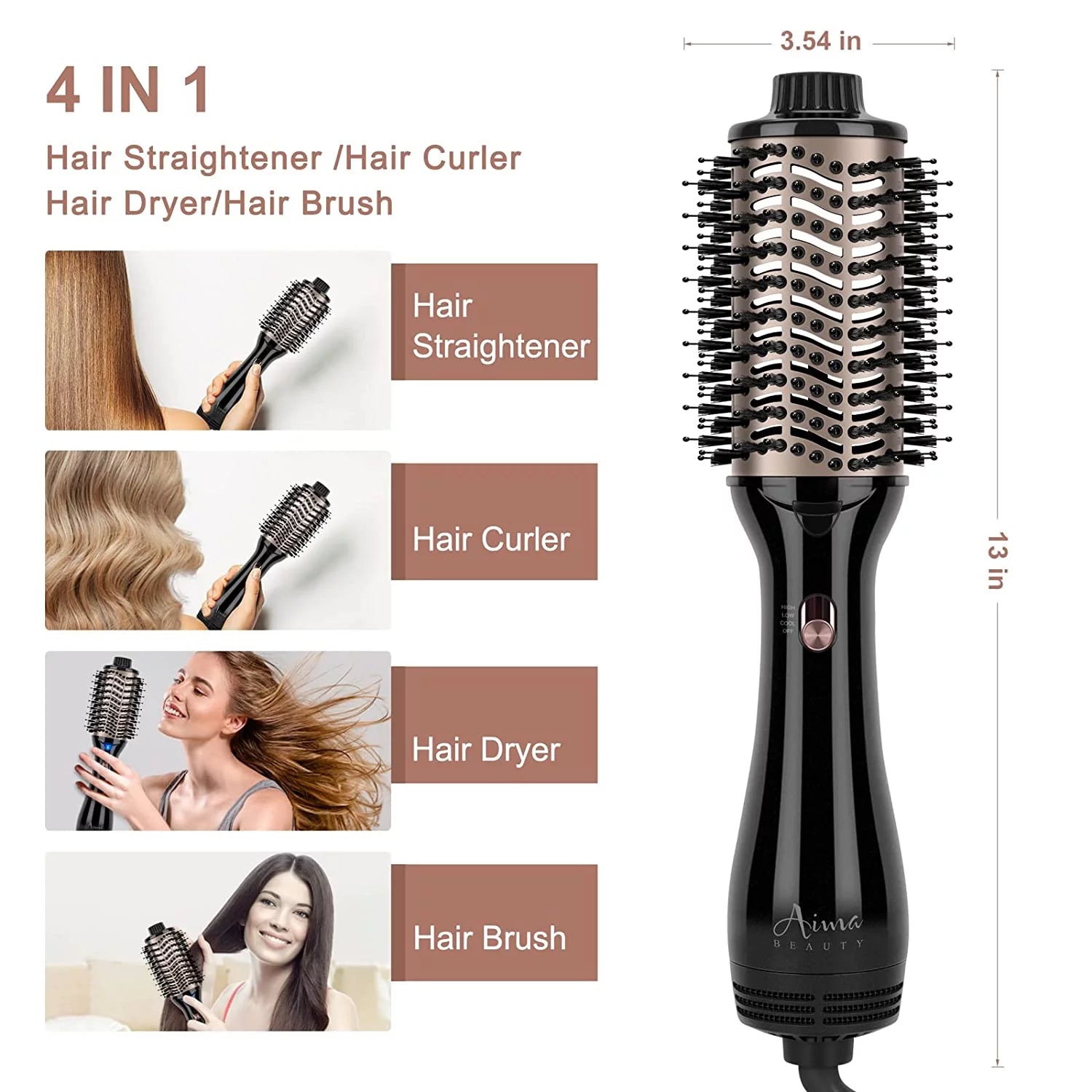 Hair Dryer Brush &  One-Step Volumizer Hot Air Brush, Oval Blow Dryer Brush, Black